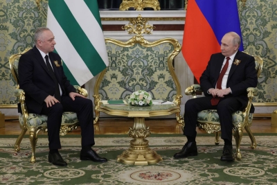 President of Abkhazia Badra Gunba Meets with Russian President Vladimir Putin