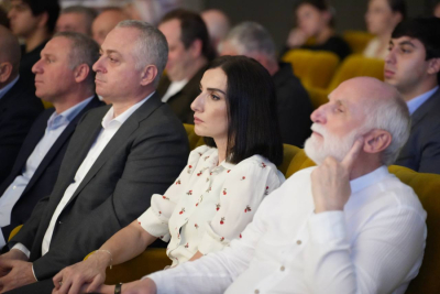 President of Abkhazia Badra Gunba and his wife Irma Hashig attend the opening of the IV Pitsunda Festival